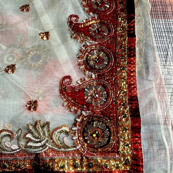 Indian Wedding Party net Heavy glitter & resham Embroidery Saree for Woman! - Picture 3 of 14